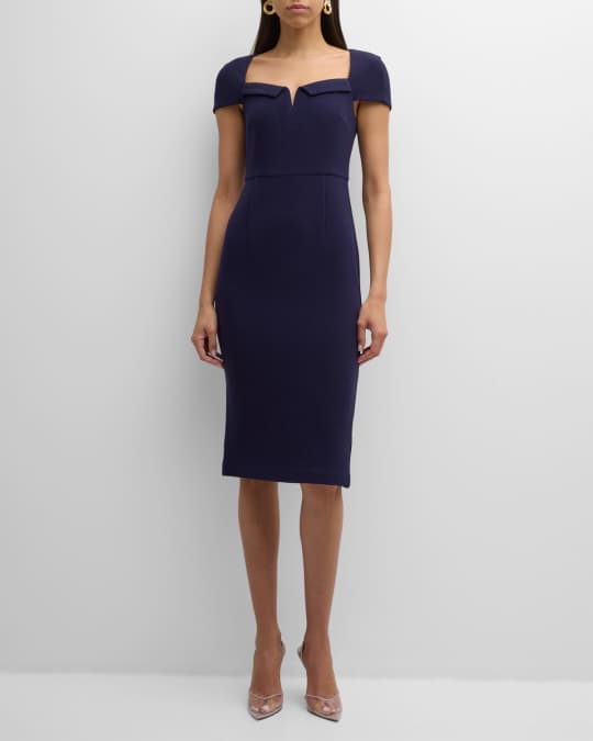Square Neck Cap Sleeve Midi Dress