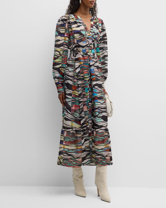 Hannon Animal-Print Flounce Maxi Dress