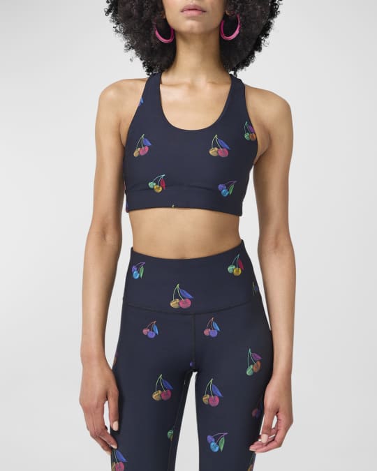 Terez Black Halftone Cherries DuoKnit Sports Bra Neiman Marcus