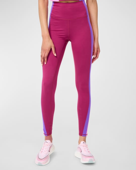 Terez Black Raspberry Side Stripe Colorblock TLC Leggings Neiman