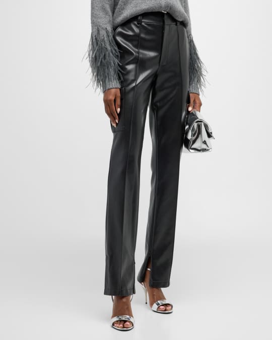 Norah Slim Straight Leg Vegan Leather Pants