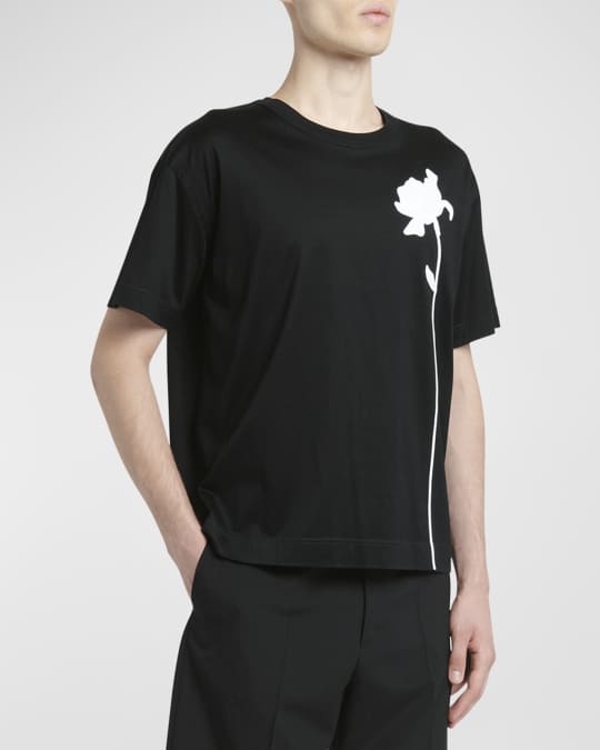 Tシャツ・カットソー VALENTINO Valentino shirt with flower patch Valentino Garavani Men's Embroidered Flower T-Shirt | Neiman