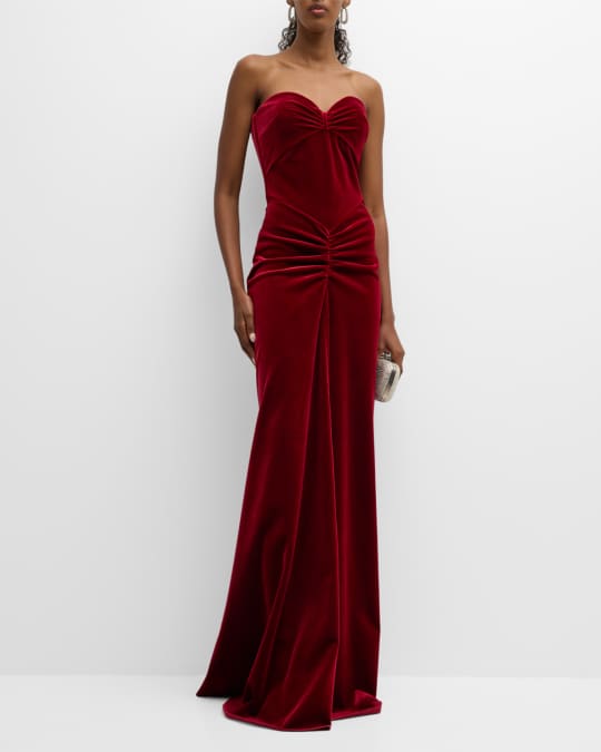 Chiara Boni La Petite Robe Malik Strapless A-Line Velvet Gown | Neiman ...