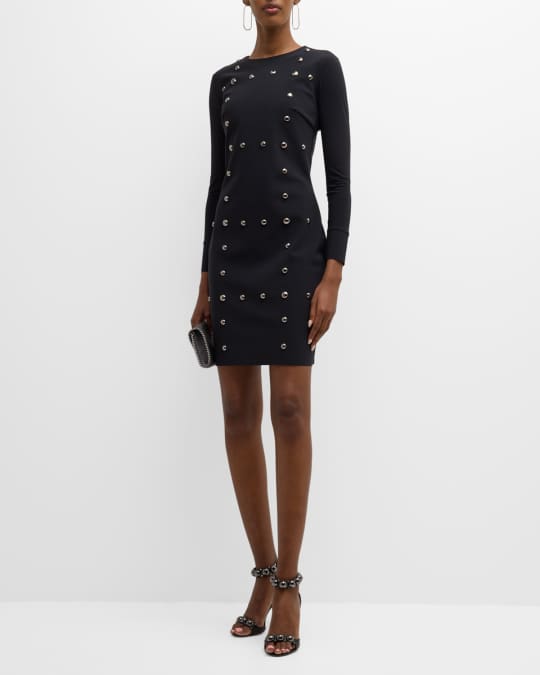 Chiara Boni La Petite Robe Tadina Studded A-Line Mini Dress | Neiman Marcus