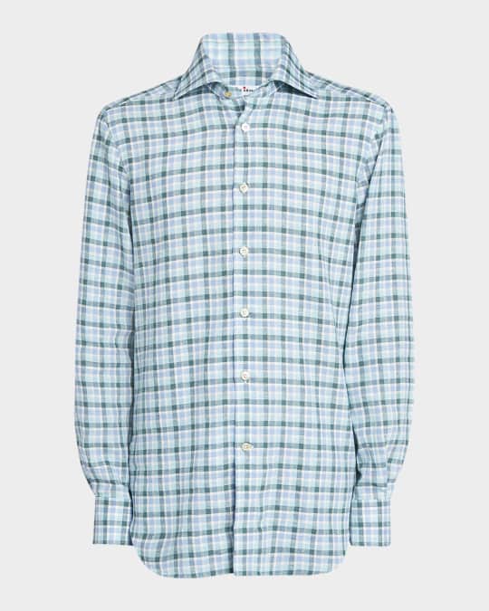 Men's Cotton Check Casual Button-Down Shirt