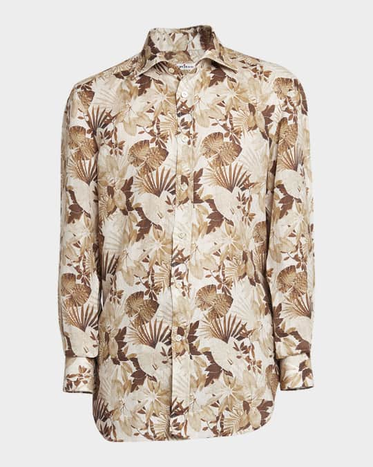 Men's Cotton Floral-Print Sport Shirt
