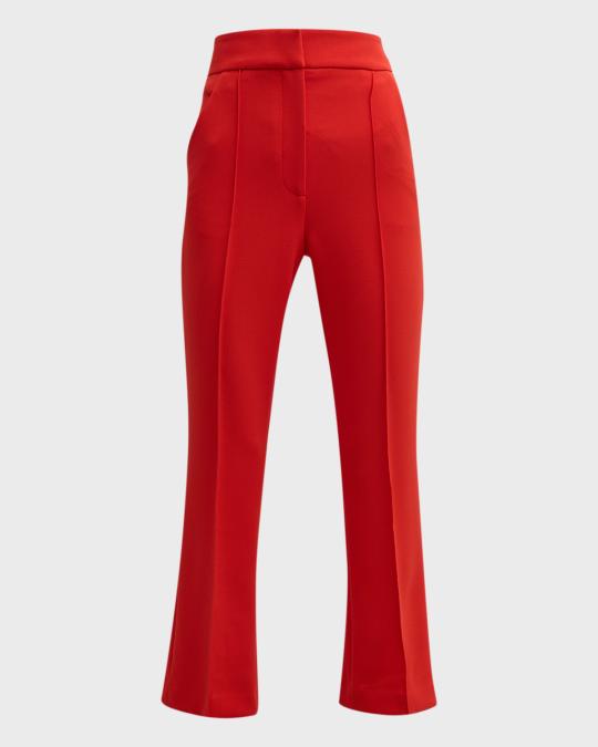 Veronica Beard Tani Straight Cropped Pintuck Pants | Neiman Marcus