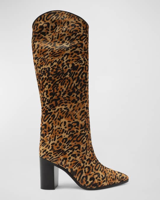 Schutz Maryana Leopard Block-Heel Boots Neiman Marcus