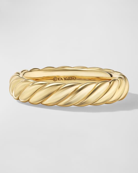 David Yurman Sculpted Cable Band Ring in 18K Gold 4.5mm Size 7