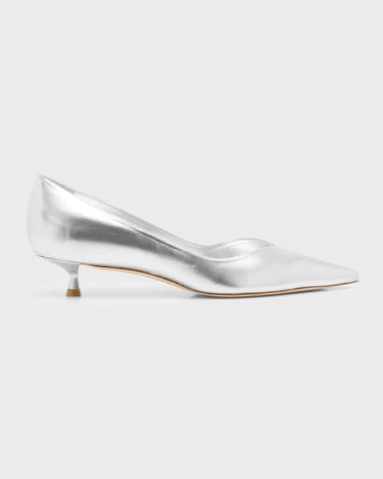 Metallic kitten heel pumps sale