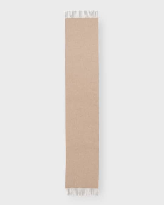 Wide Beige Cashmere Fringe Scarf 
