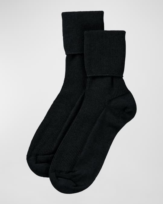 Johnstons Of Elgin Ribbed Black Cashmere Socks Neiman Marcus