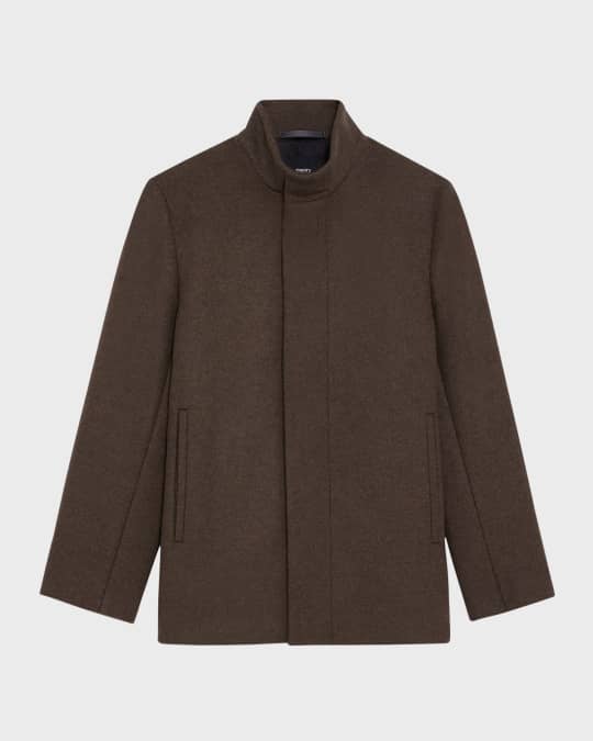 Theory Men s Clarence Concealed Zip Overcoat Neiman Marcus