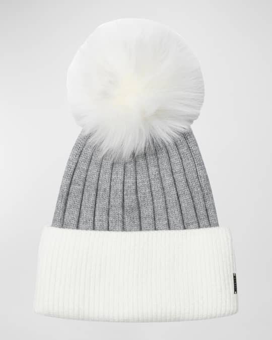 Two-Tone Toscana Lamb Pom Beanie