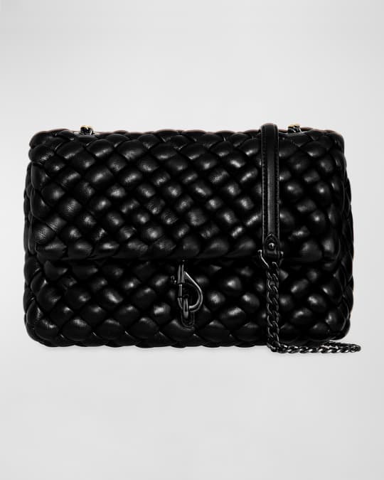 Edie flap shoulder bag with woven chain outlet