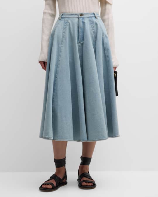 【WOOHWA】DENIM CUT MIDI SK Jason Wu Circle-Cut Denim Midi Skirt | Neiman Marcus