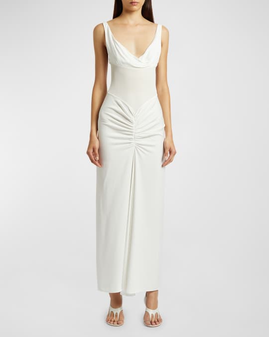 white linen halter dress Cotton & Linen Halter A Line Long Dress