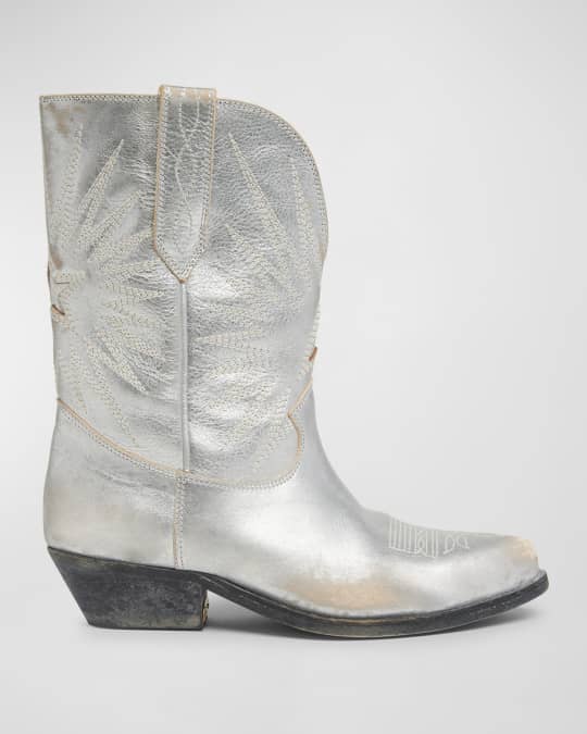 Golden Goose Wish Star Metallic Distressed Cowboy Boots Neiman Marcus