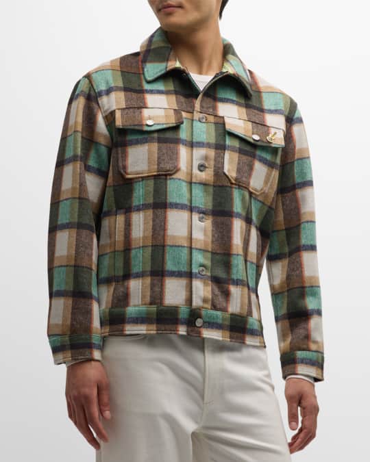 トップス UND CHECK WOOL OVER SHIRT Scotch & Soda Men's Brushed Check Overshirt | Neiman Marcus