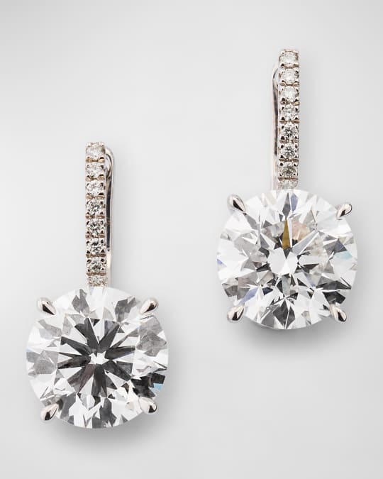 Lab Grown Diamond 18K White Gold Drop Earrings 6.0tcw