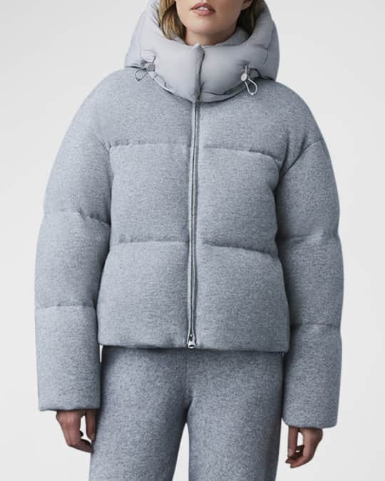 Tessy K Medium Down Puffer Jacket with Cashmere Blend Shell