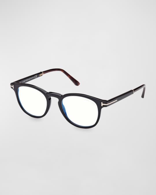 TOM FORD Blue Blocking Two Tone Acetate Round Glasses Neiman Marcus