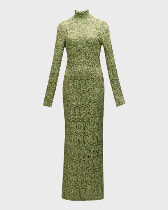Alexis Tafari Smocked Lace Turtleneck Midi Dress | Neiman Marcus
