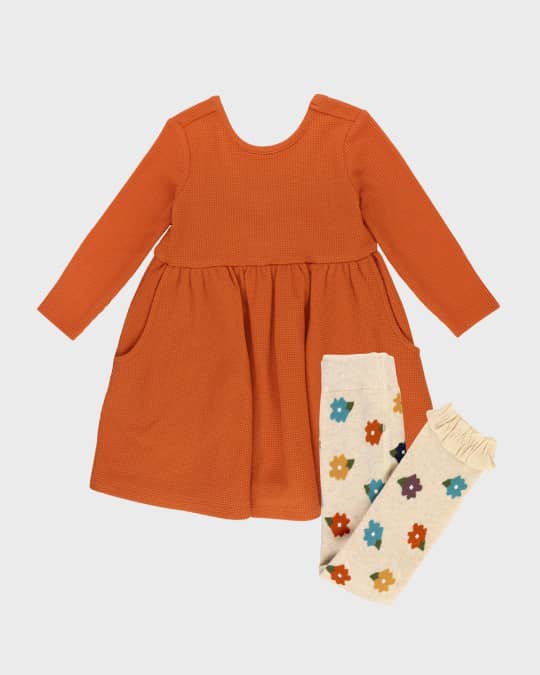 Cute Off-the-shoulder Pleated Girl's Dress Rust