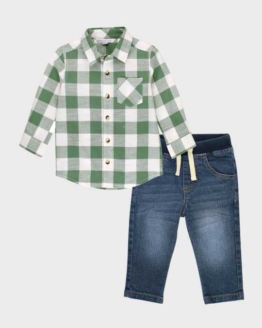 Boys Hadlee Plaid L/S Button Down Shirt by RuffleButts