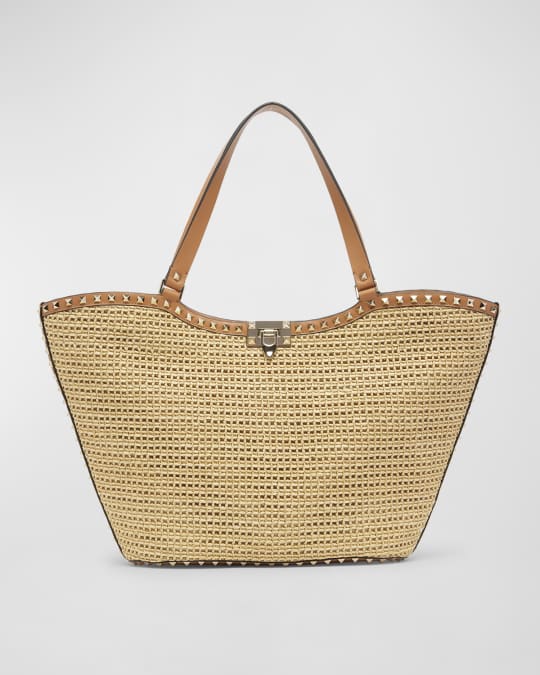 Garavani Raffia Rockstud Handbag