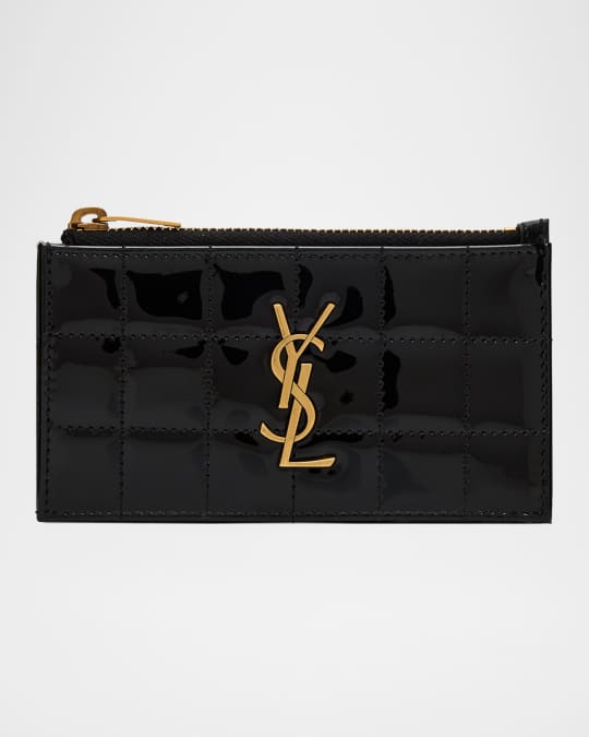 Saint Laurent Fragments YSL Quilted Patent Zipped Card