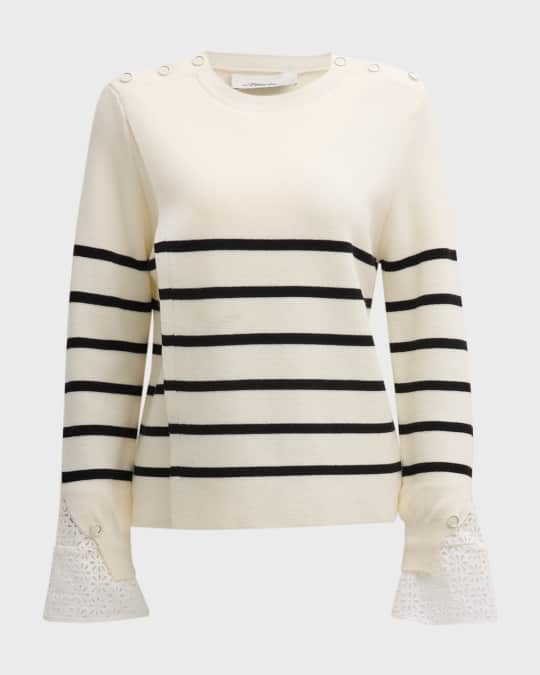 Sailor Stripe Lace Cuff Sweater