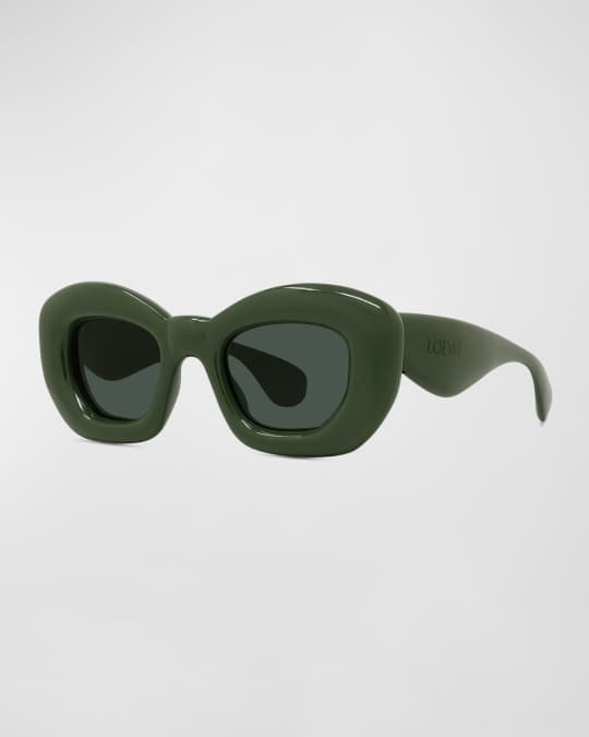Loewe Inflated Green Acetate Butterfly Sunglasses | Neiman