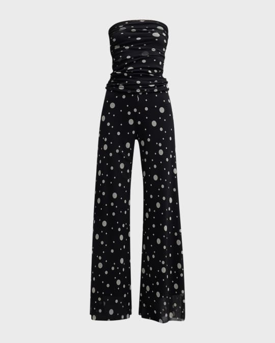 Strapless Polka-Dot Tulle Jumpsuit