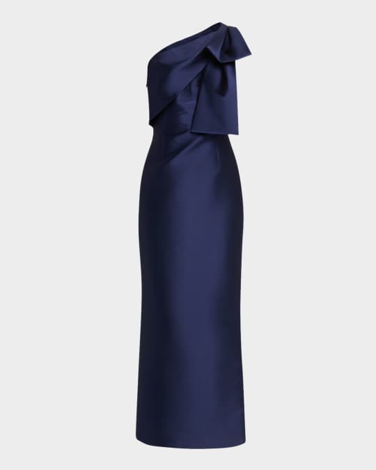 Sachin Babi Bonnie One Shoulder Bow Column Gown Neiman Marcus