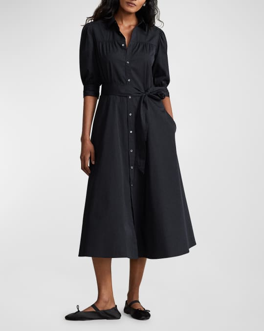 Polo Ralph Lauren Fit-Flare Button Down Cotton Midi Shirtdress | Neiman  Marcus