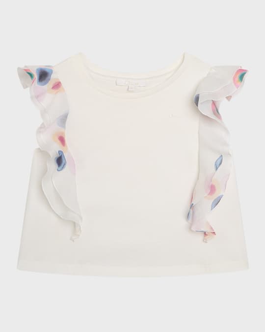 Girl's Fancy Printed Ruffle-Trim Blouse, Size 4-14
