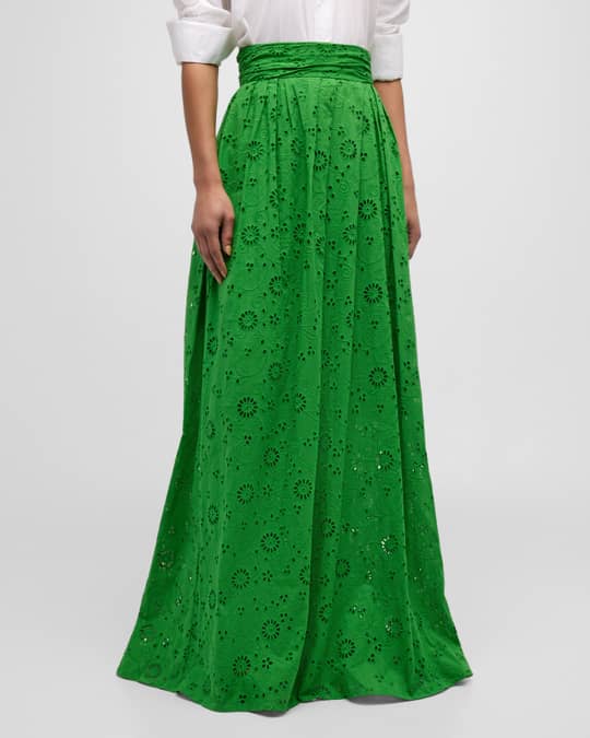 Carolina Herrera Broderie Anglaise Ball Skirt With Waist Tie