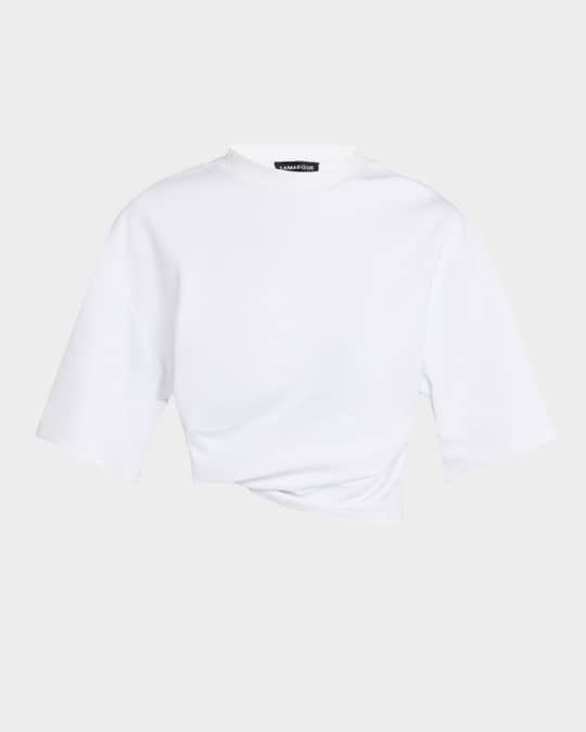 Naia Asymmetric-Draped Crop T-Shirt