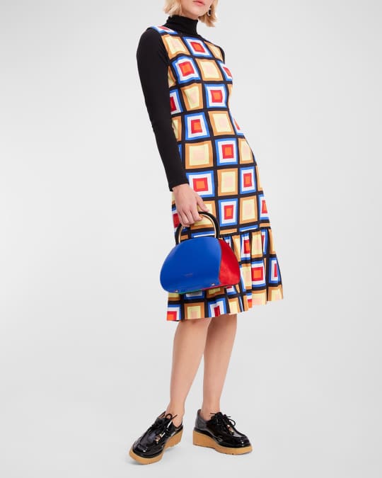 blocks of color poplin flounce mini dress