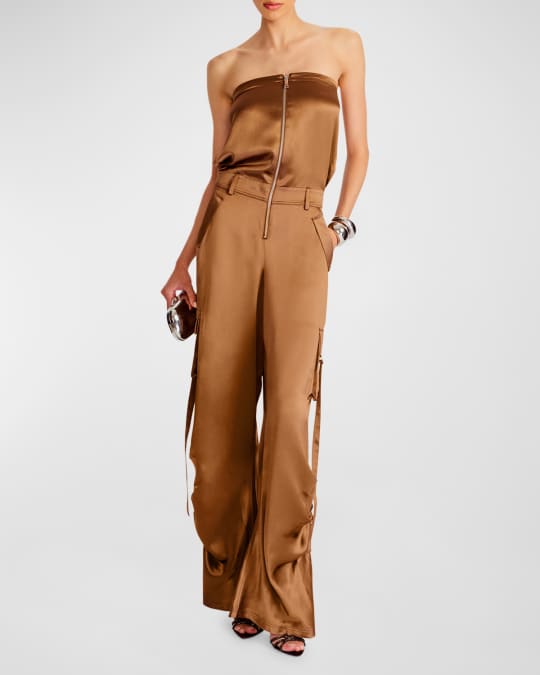 Estrella Strapless Wide-Leg Cargo Jumpsuit