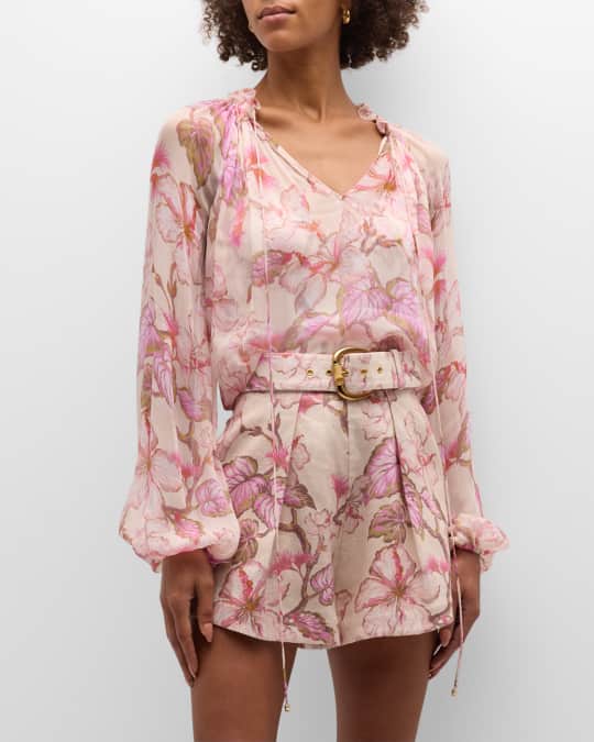 Casual Print Bandage Turn-back Collar Loose Rompers Casual Print Bandage Turn-back Collar Loose Rompers
