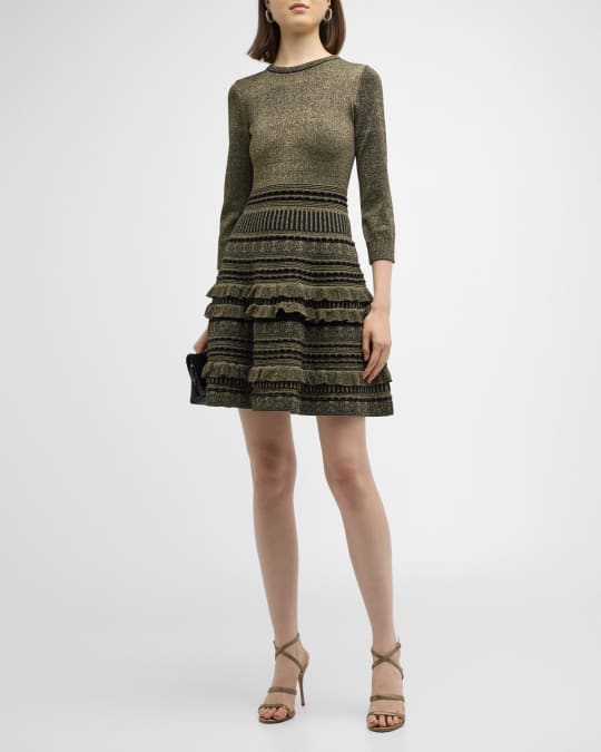 Dari Ruffle Trim Shimmer Knit Mini Dress