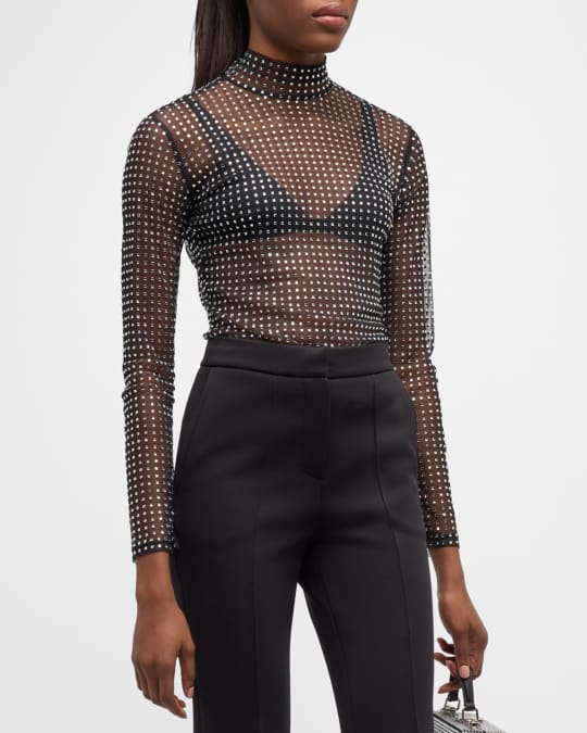 Crystal Embellished Turtleneck Knit Top