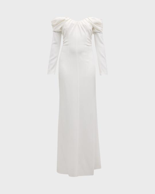 alc off shoulder dress A.L.C. Nora Draped Off-The-Shoulder Gown