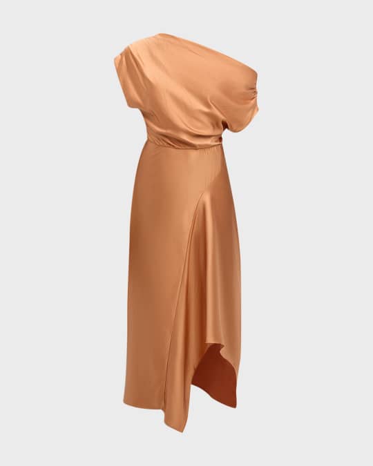 knee length dresses for ladies Jasmine Halter Midi Dress ~ Ivory Luxe Satin M