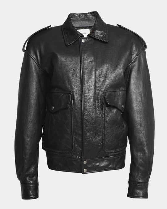 Saint Laurent Oversized Leather Flight Jacket Neiman Marcus