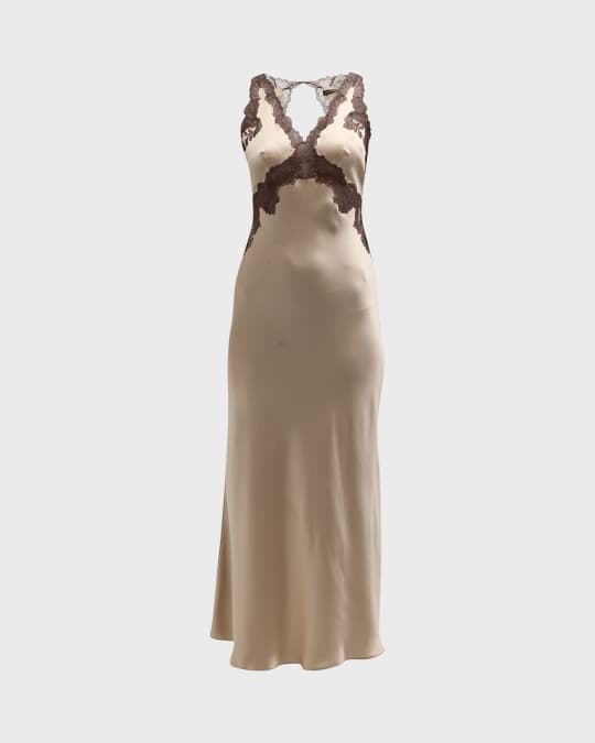 Josie Natori Lolita Open Back Floral Print Silk Nightgown Neiman Marcus