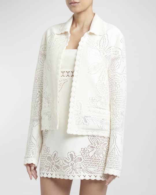 Valentino Garavani Guipure Lace Collared Jacket Neiman Marcus - Main Image