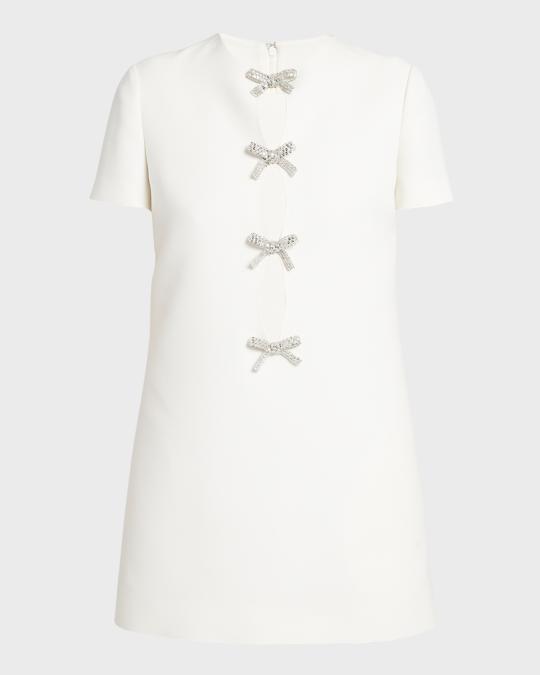 valentino short white dress Valentino Garavani Crystal Bow Keyhole Cutout Mini Dress